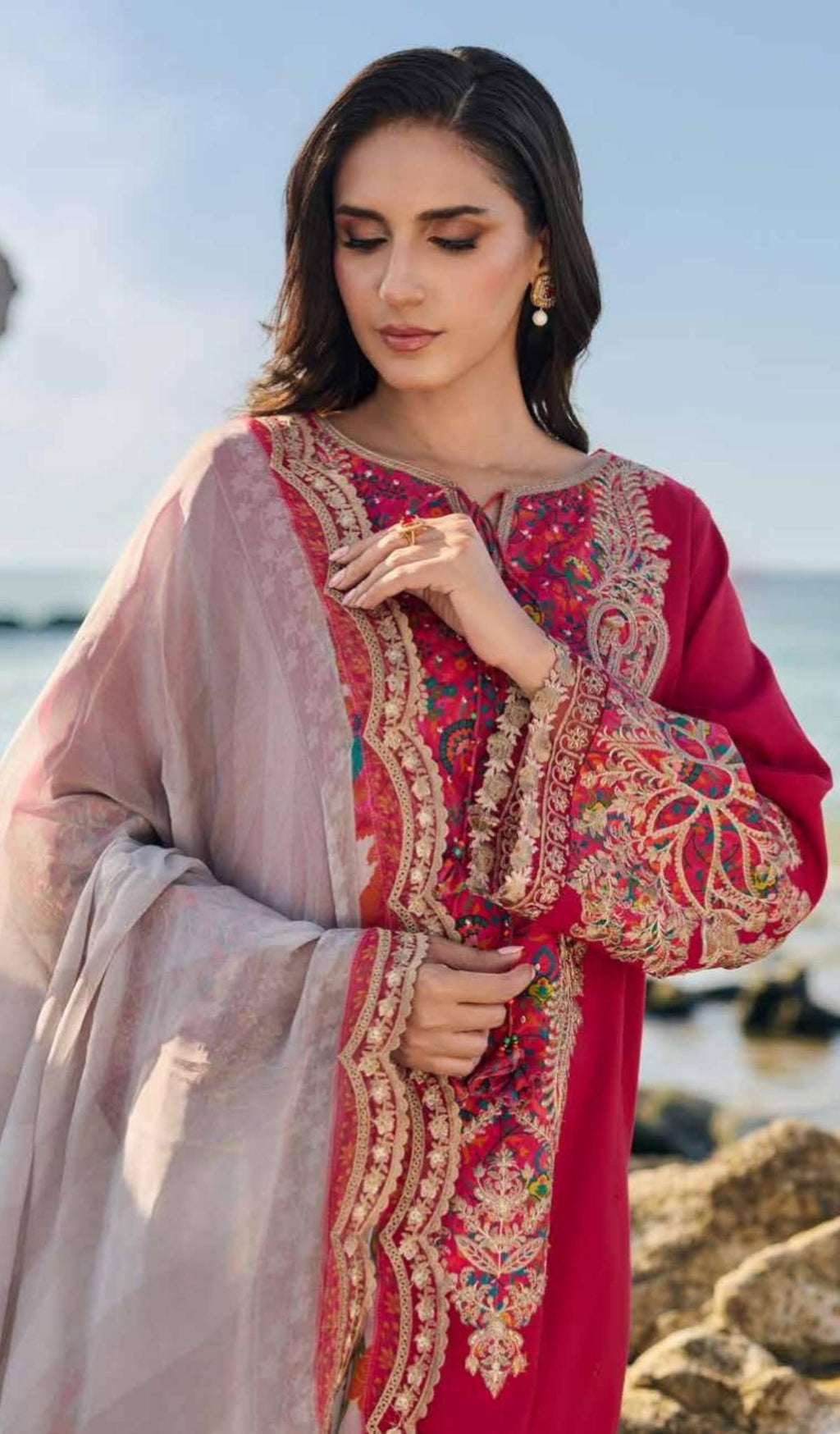 3 Piece Unstitched Embroidered Lawn - V605