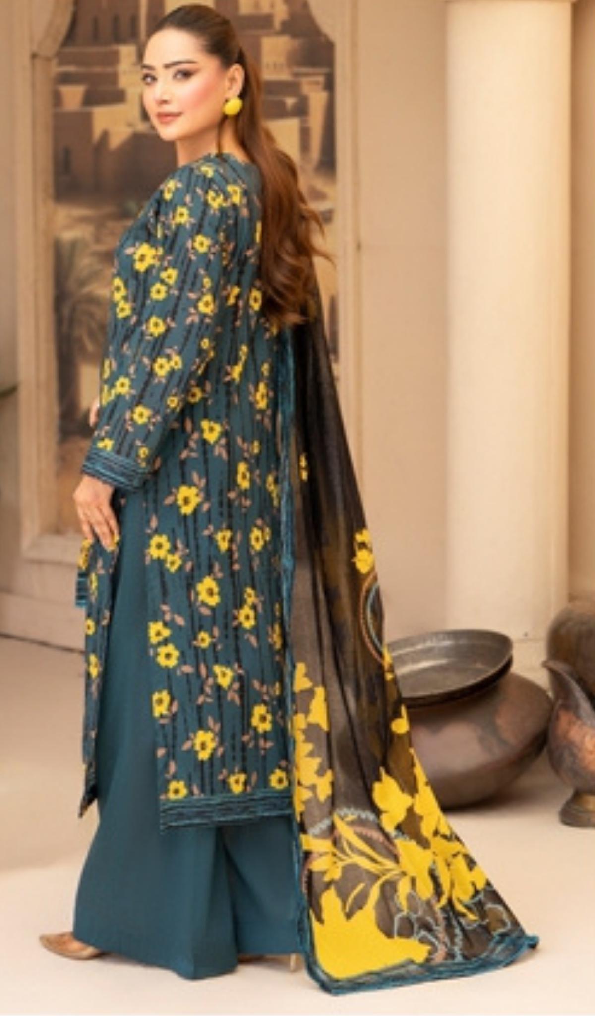 3 Piece Unstitched Digital Printed Lawn - V206