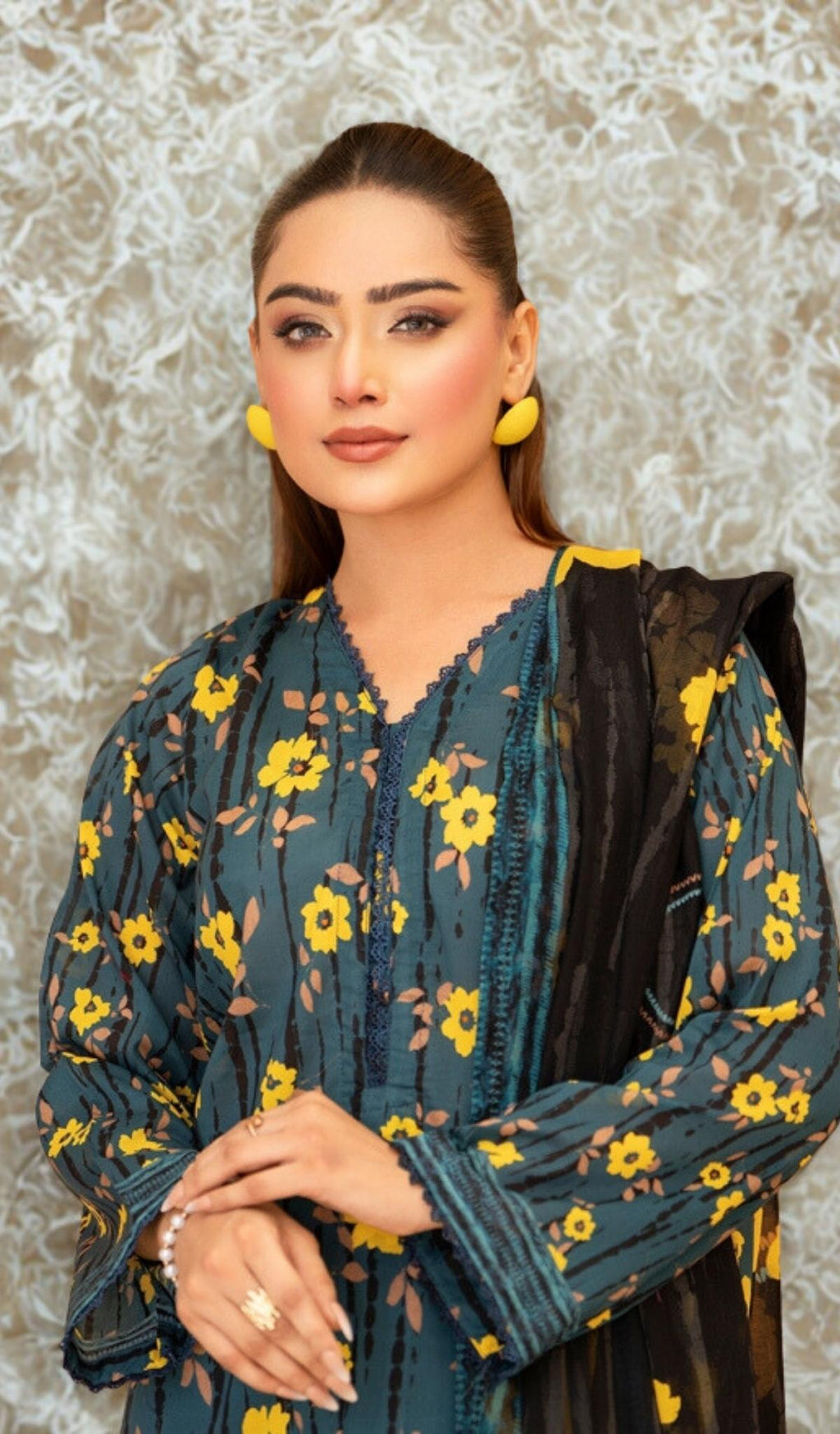 3 Piece Unstitched Digital Printed Lawn - V206