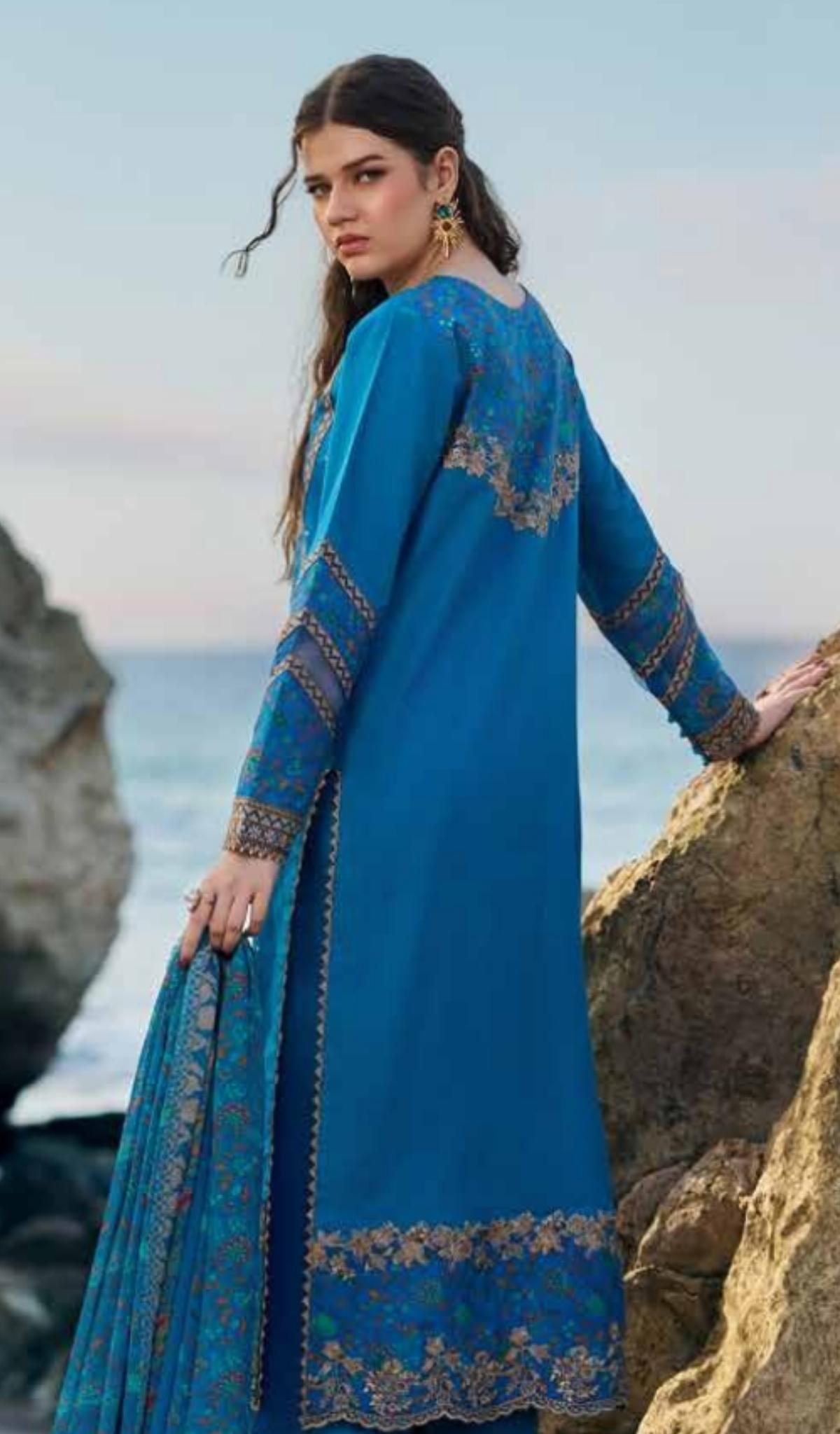 3 Piece Unstitched Embroidered Lawn - V606