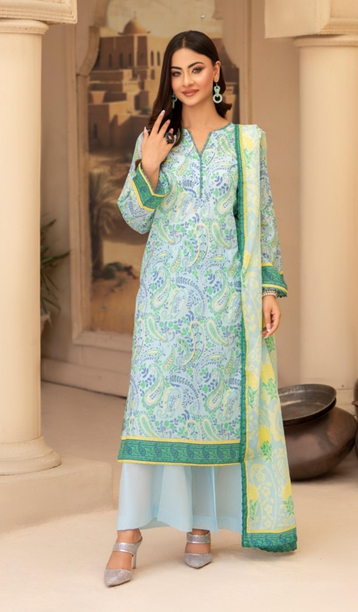 3 Piece Unstitched Digital Printed Lawn - V207