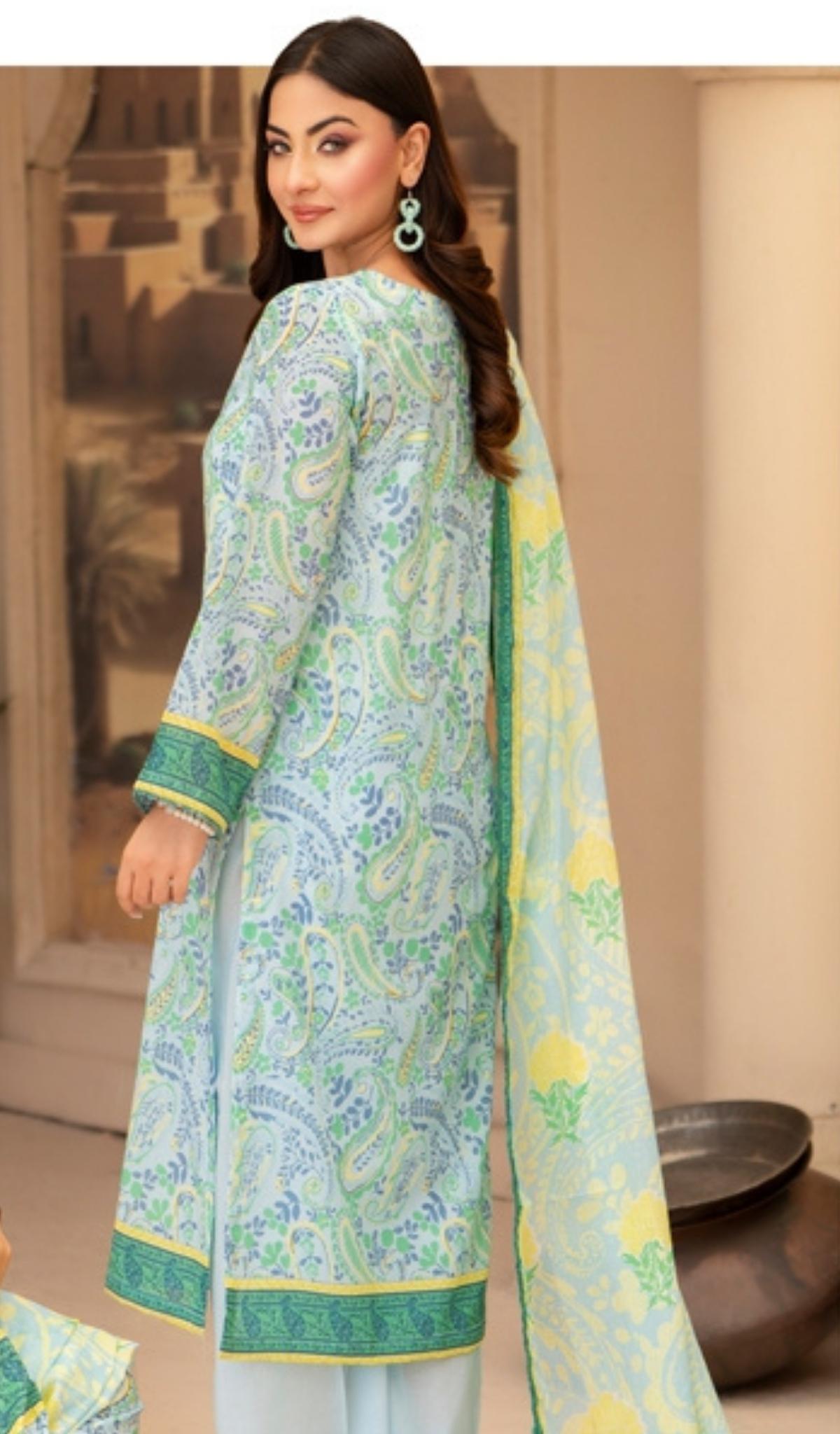 3 Piece Unstitched Digital Printed Lawn - V207