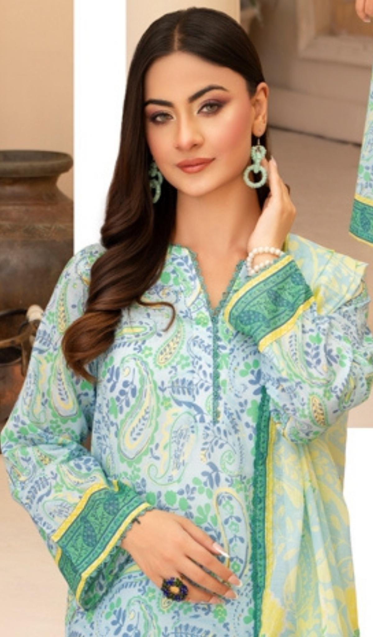 3 Piece Unstitched Digital Printed Lawn - V207