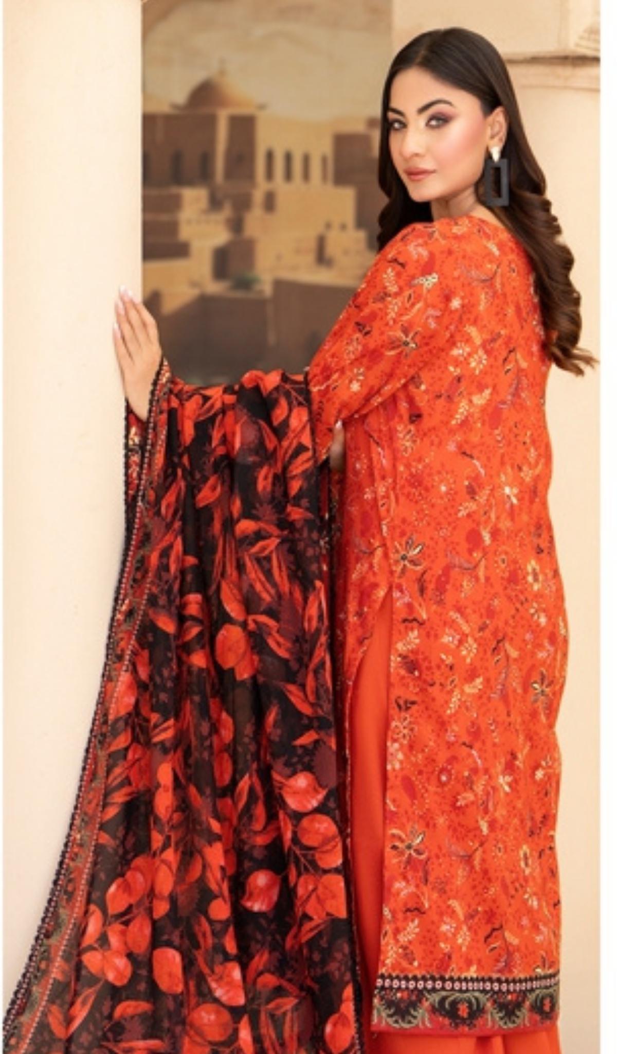 3 Piece Unstitched Digital Printed Lawn - V208