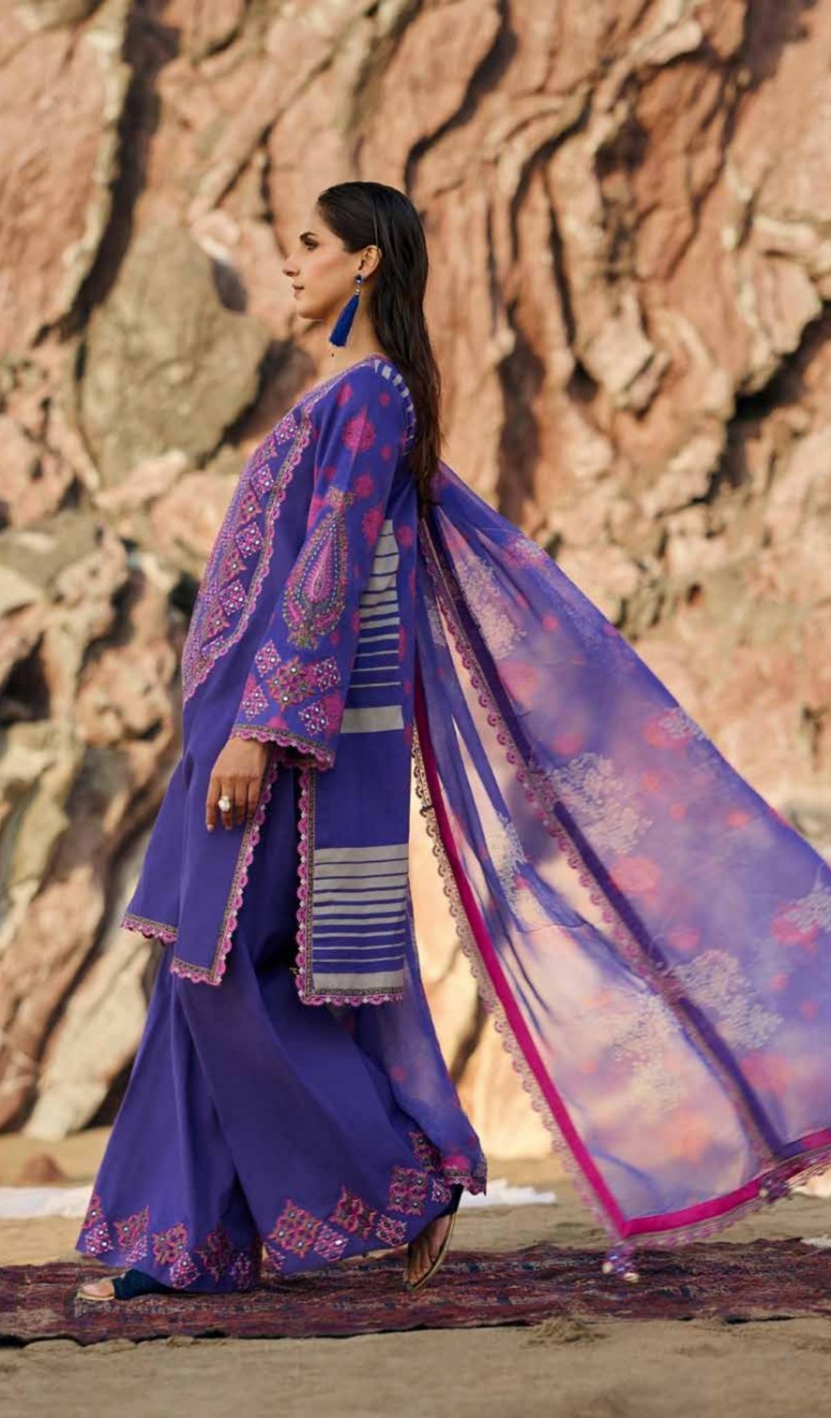 3 Piece Unstitched Embroidered Lawn - V608