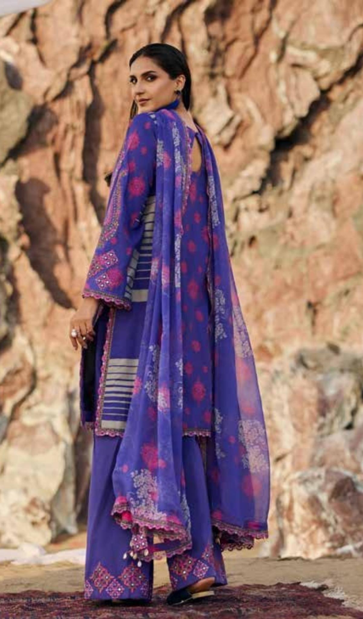 3 Piece Unstitched Embroidered Lawn - V608