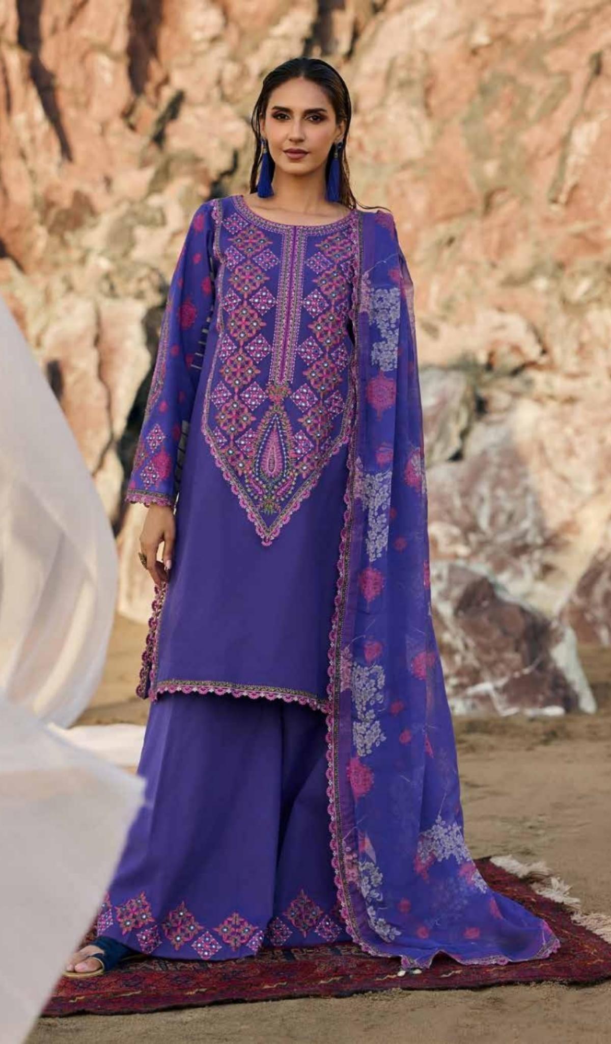 3 Piece Unstitched Embroidered Lawn - V608