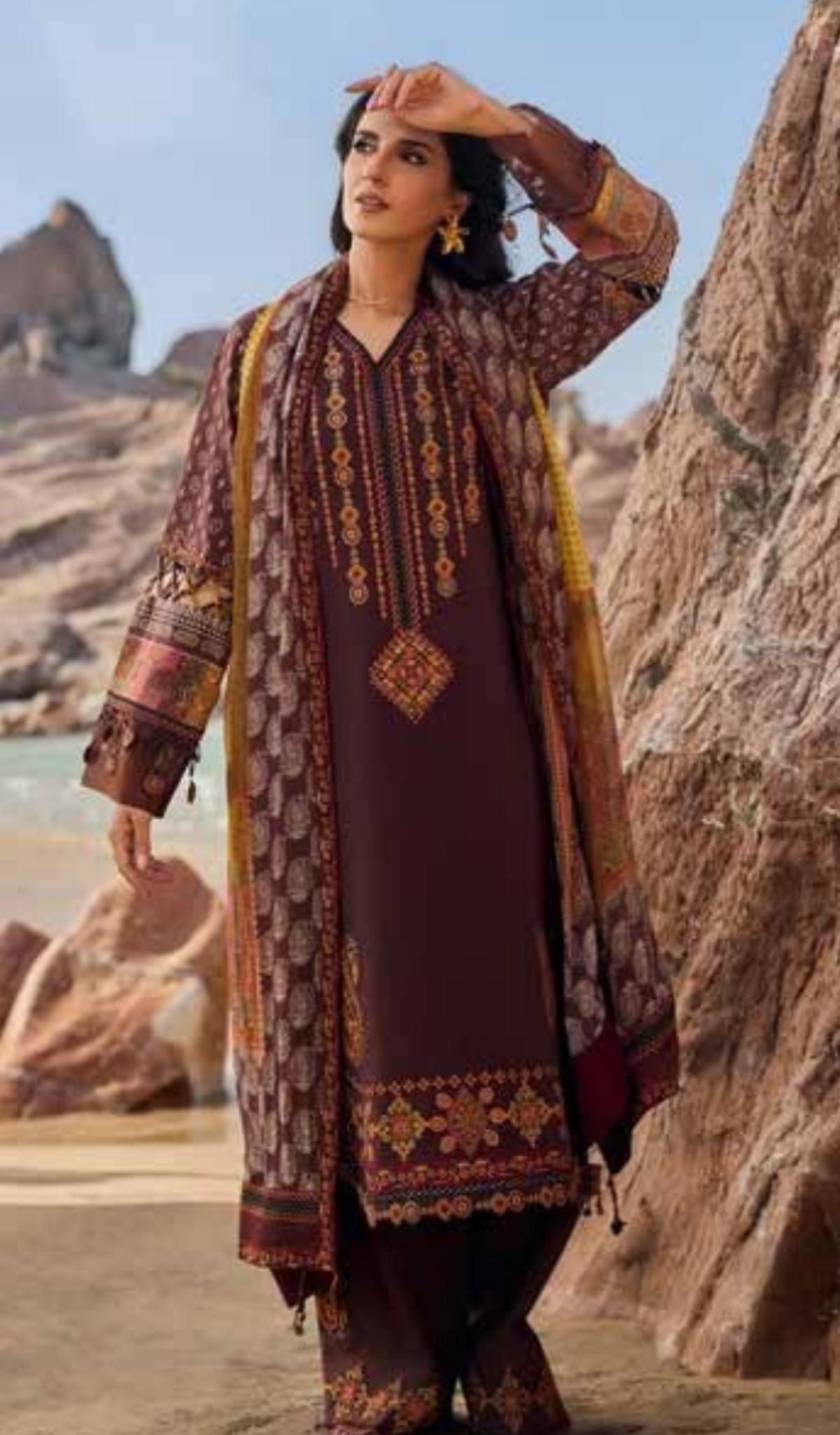 3 Piece Unstitched Embroidered Lawn - V609