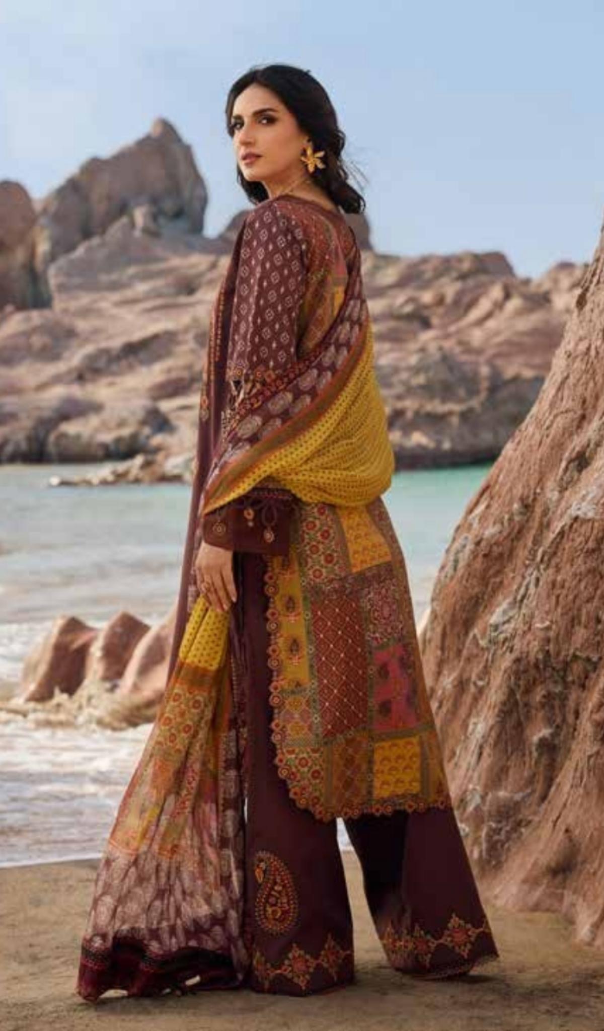 3 Piece Unstitched Embroidered Lawn - V609