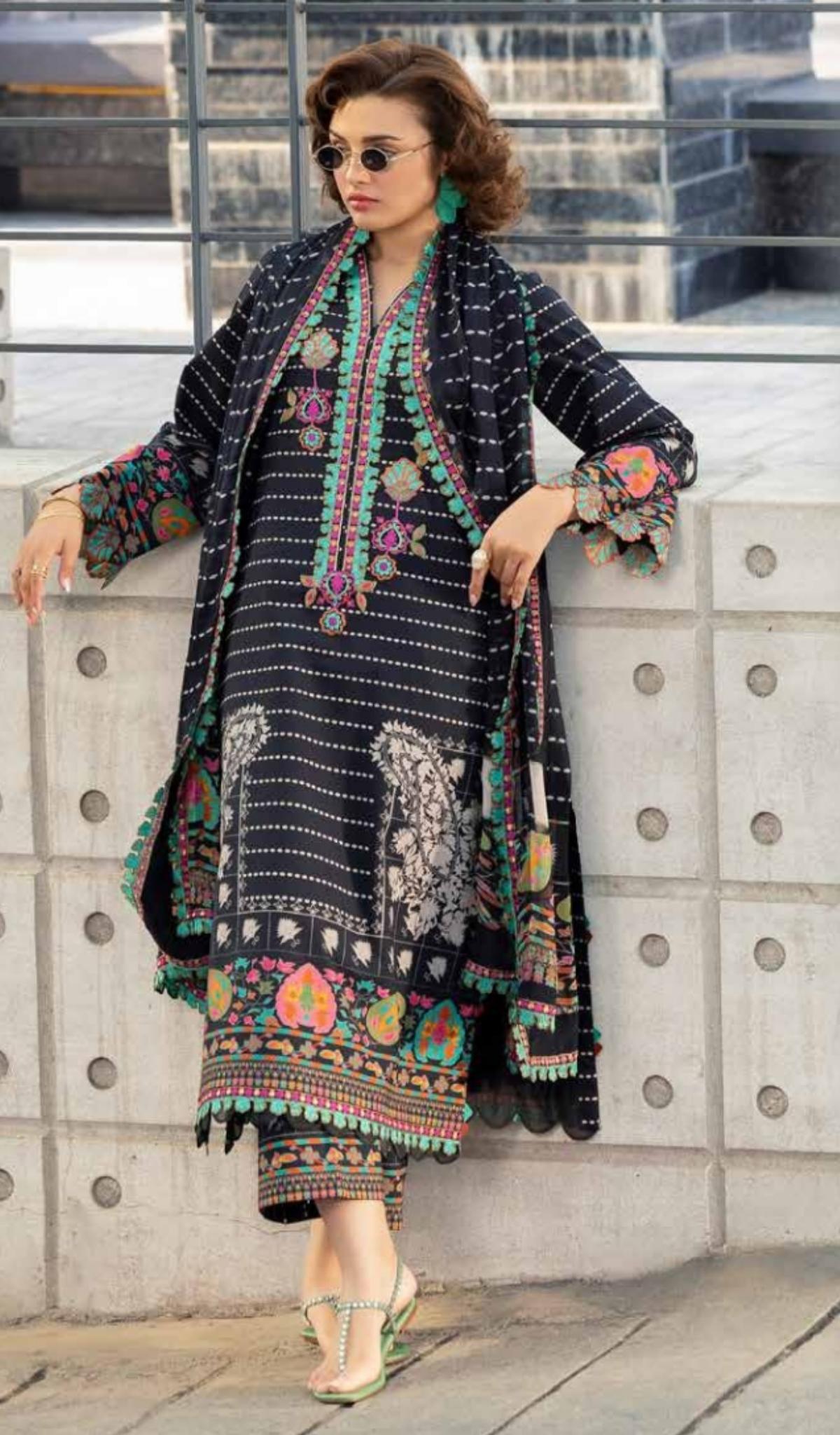 3 Piece Unstitched Embroidered Lawn - V709
