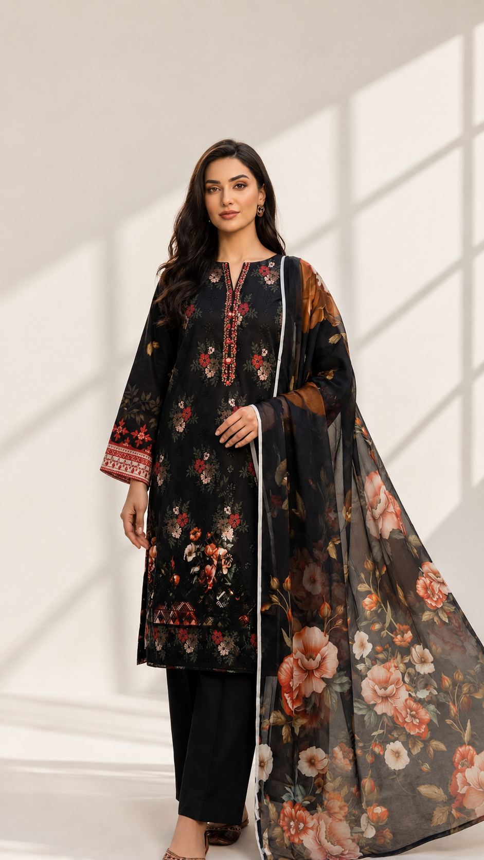 Masnavi Embroidered 3-piece Suit -01
