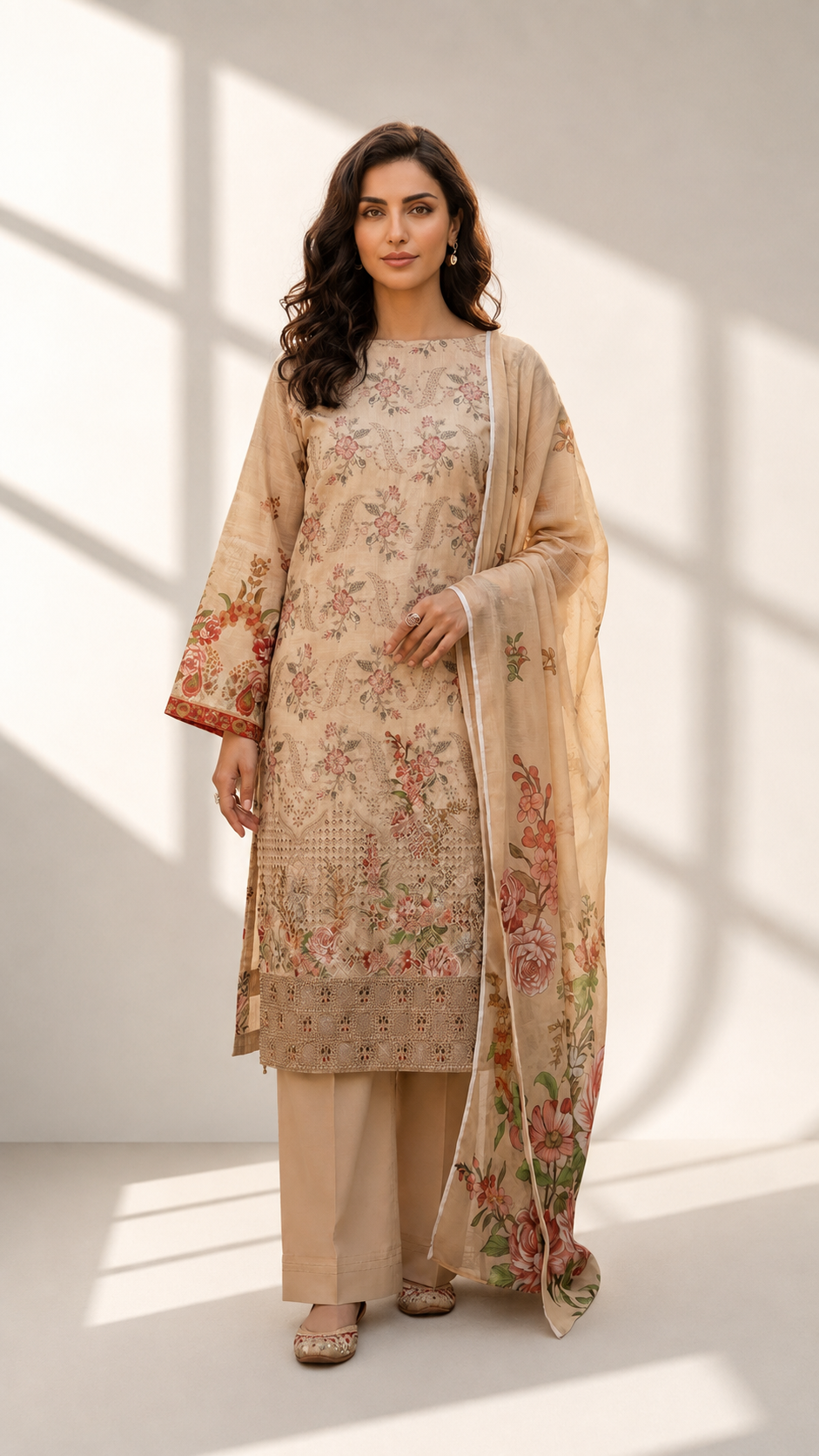 Masnavi Embroidered 3-piece Suit -07