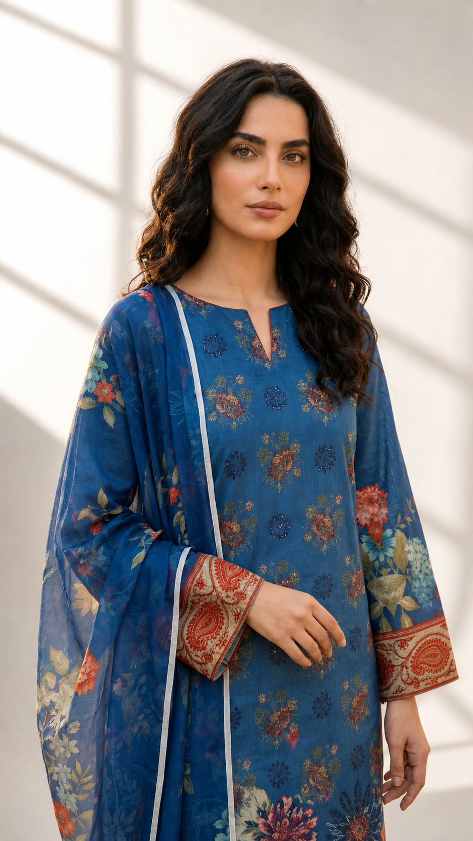 Masnavi Embroidered 3-piece Suit -05