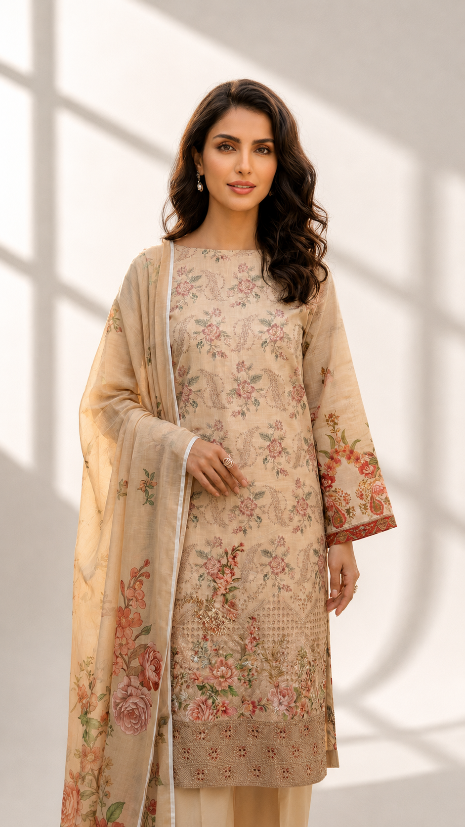Masnavi Embroidered 3-piece Suit -07
