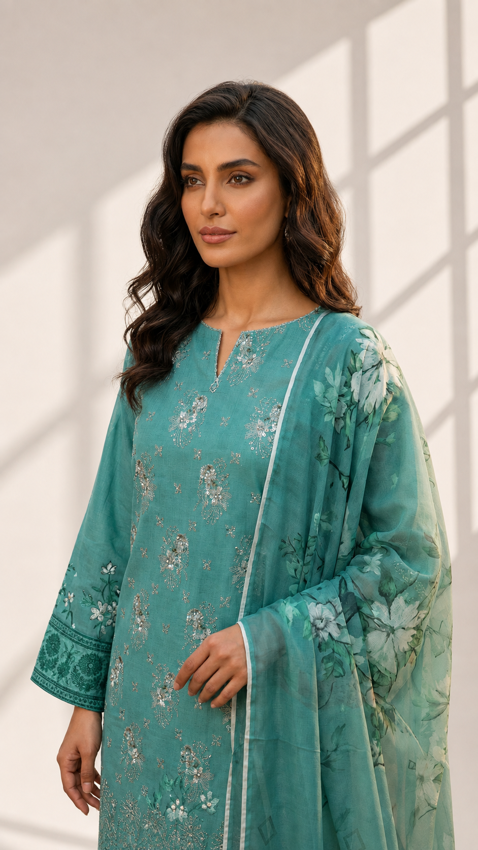Masnavi Embroidered 3-piece Suit -10
