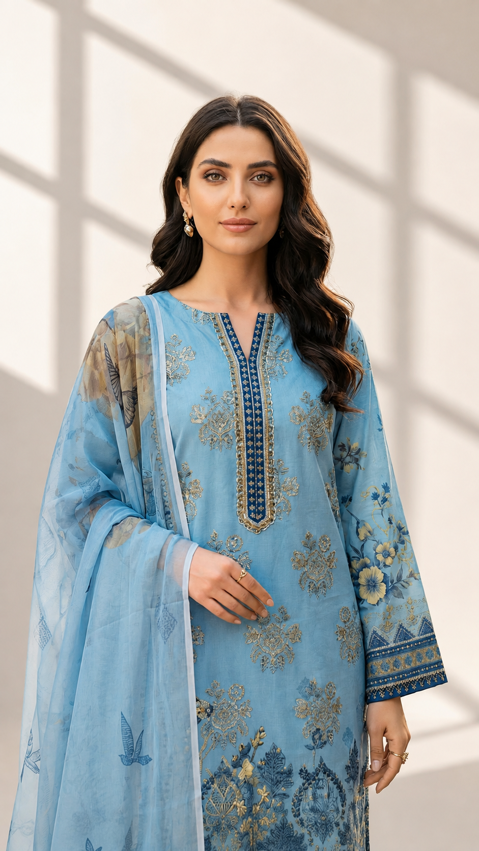 Masnavi Embroidered 3-piece Suit -08