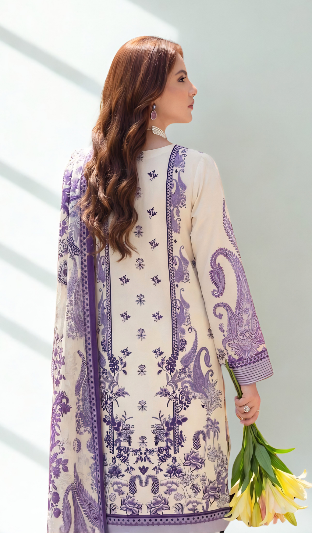 3 Piece Unstitched Digital Printed Lawn - V1006