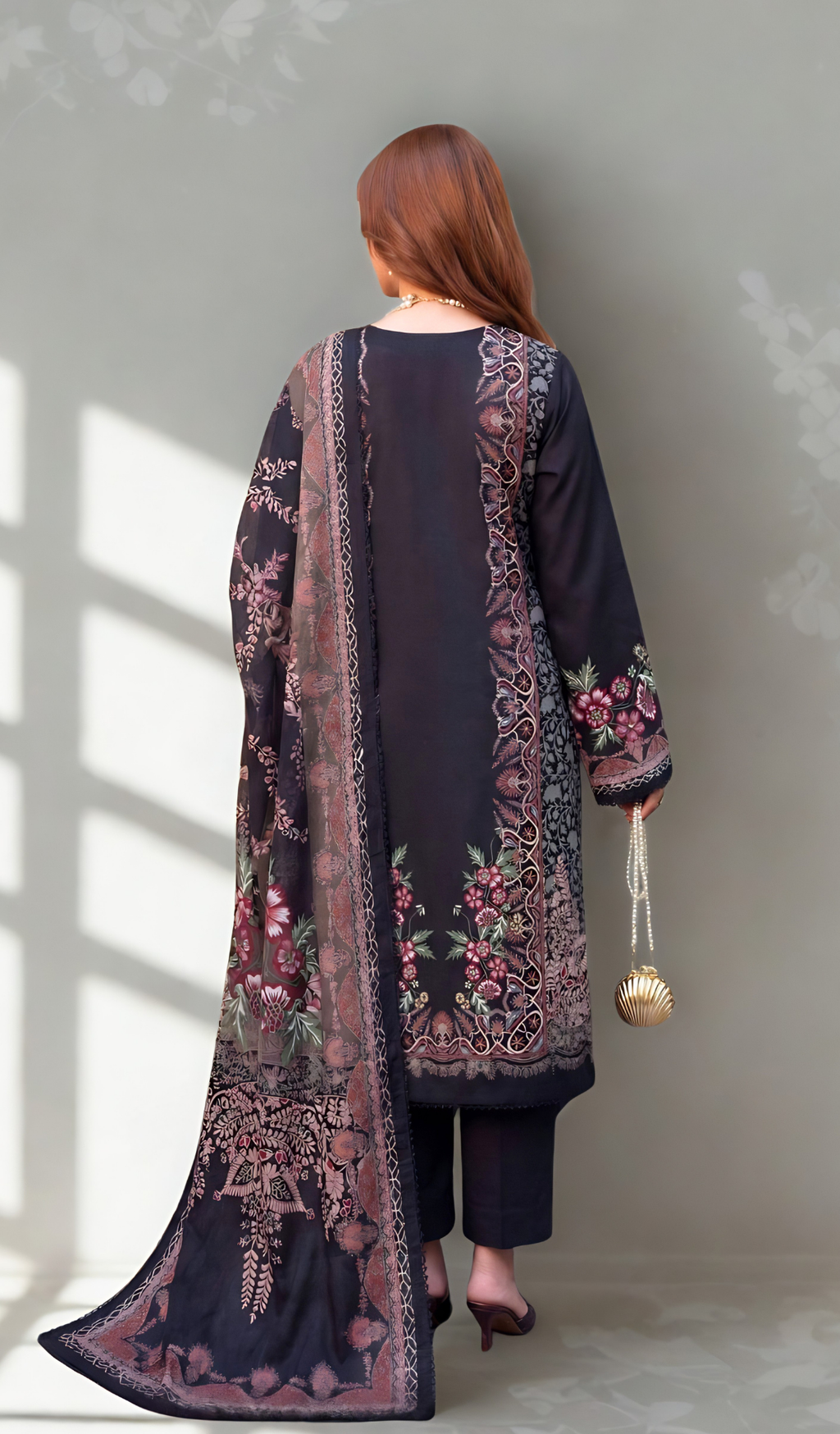 3 Piece Unstitched Digital Printed Lawn - V1007