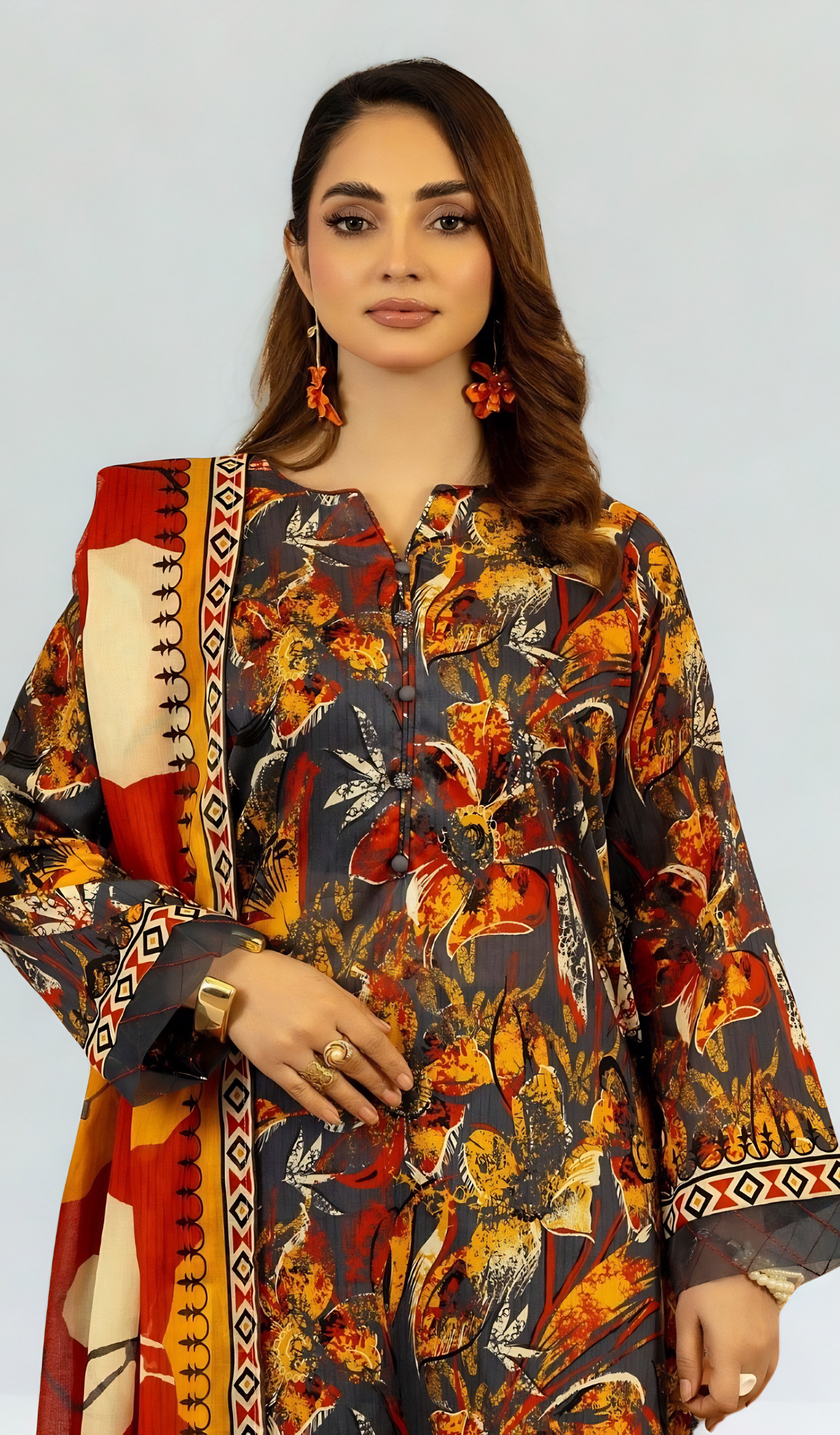 3 Piece Unstitched Digital Printed Lawn - V907