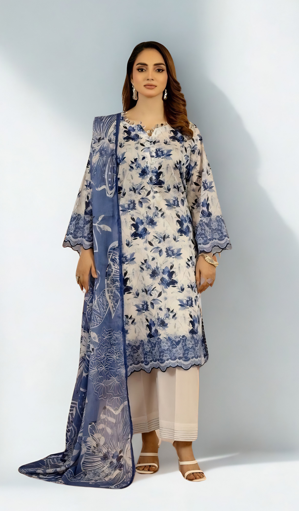 3 Piece Unstitched Digital Printed Lawn - V908