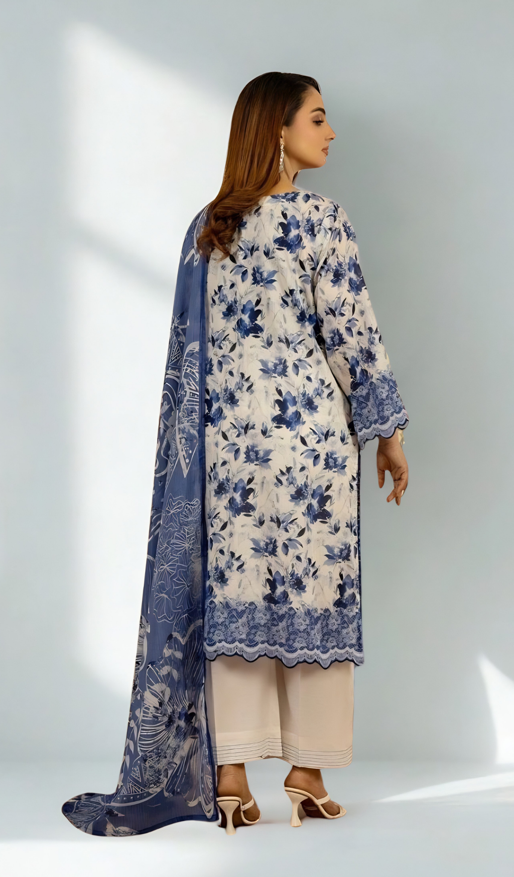 3 Piece Unstitched Digital Printed Lawn - V908