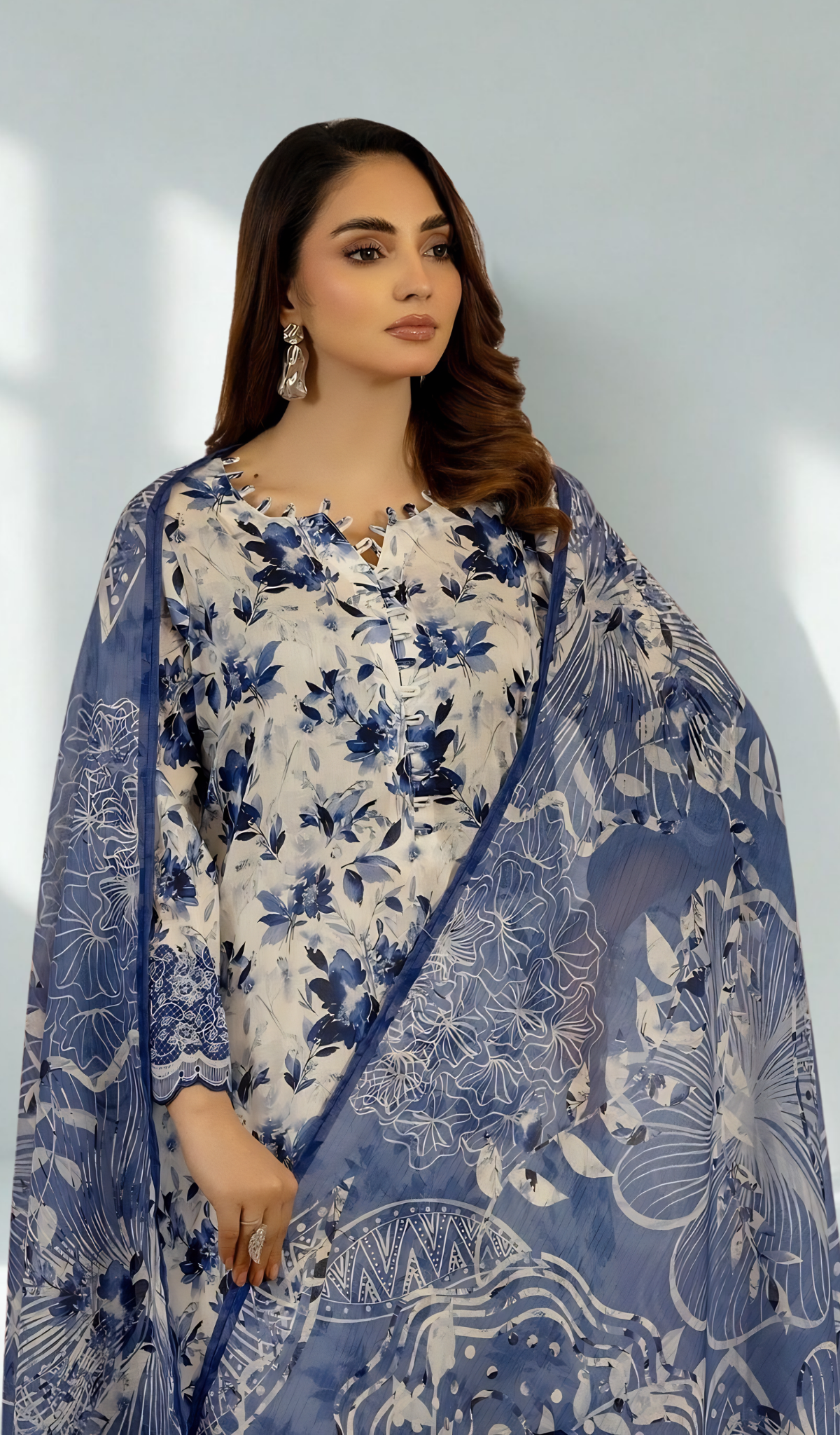 3 Piece Unstitched Digital Printed Lawn - V908