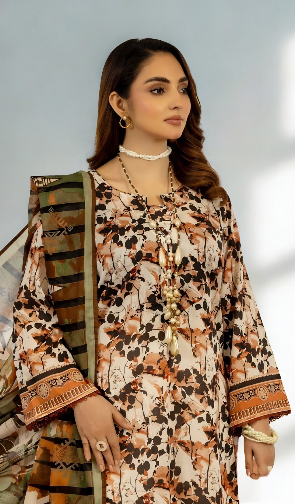 3 Piece Unstitched Digital Printed Lawn - V909