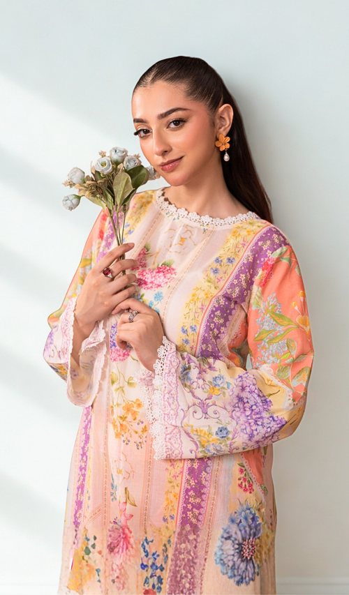 2 Piece Unstitched Digital Printed Lawn - V1101