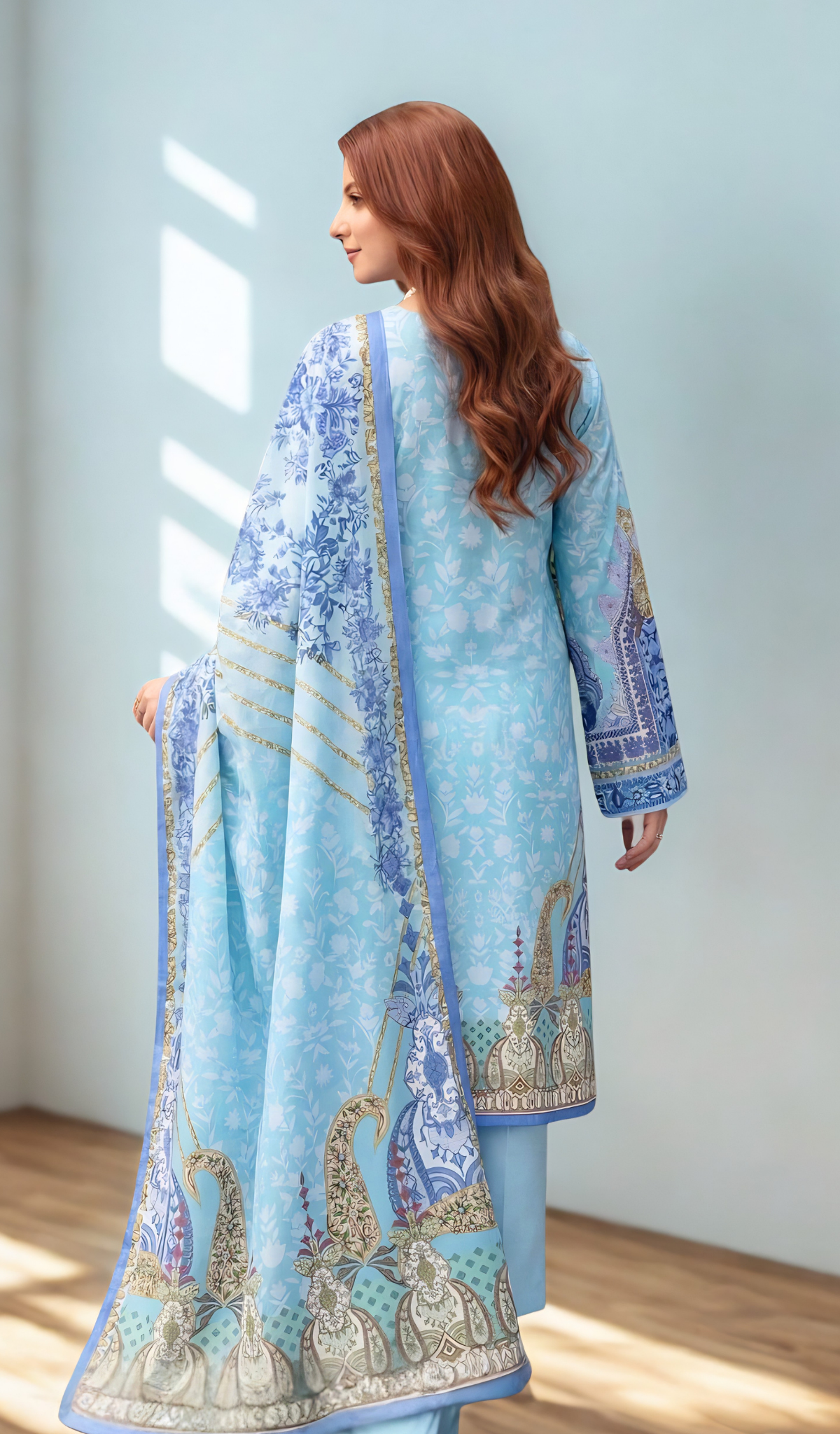 3 Piece Unstitched Digital Printed Lawn - V1001