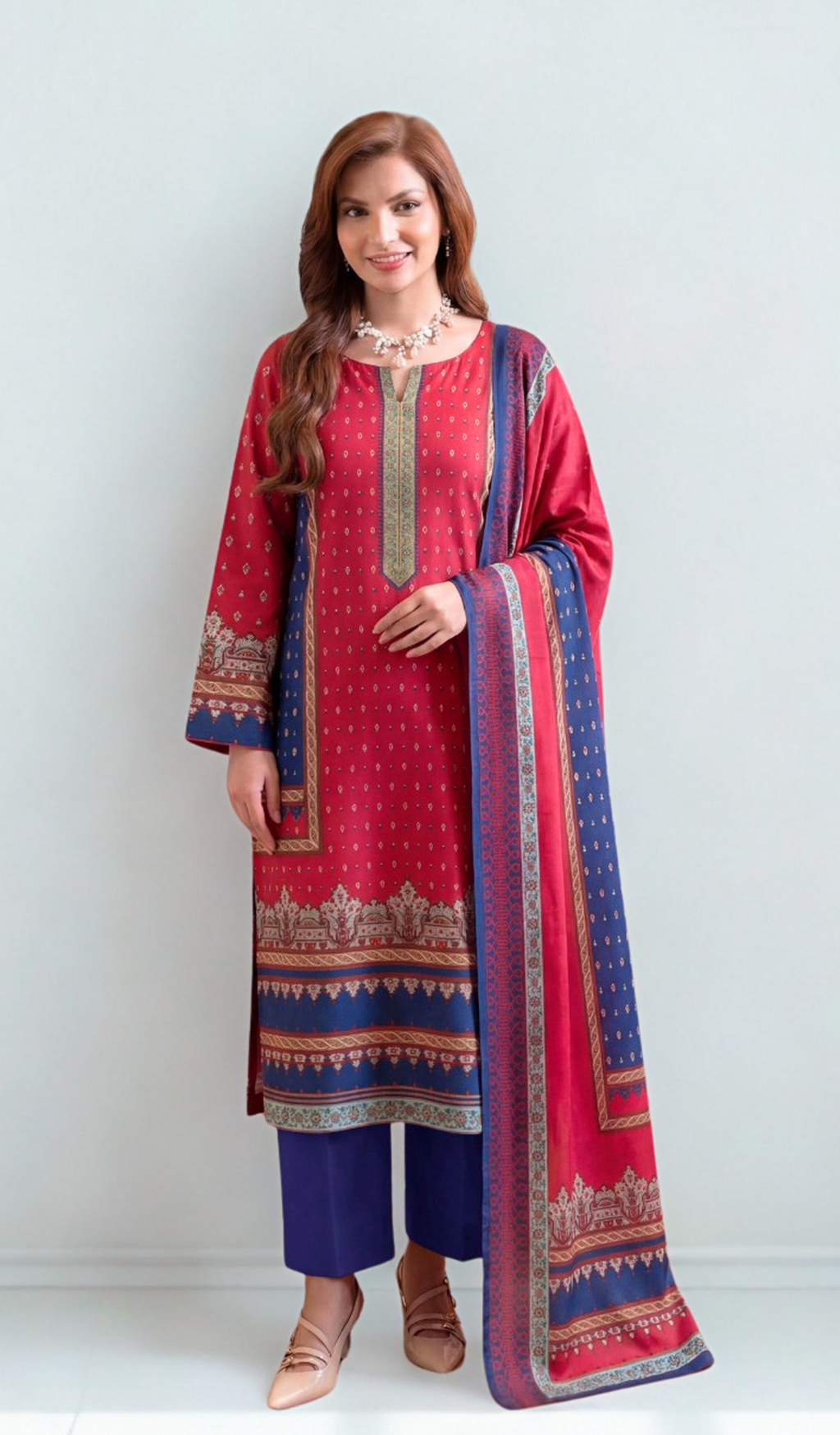 3 Piece Unstitched Digital Printed Lawn - V1002
