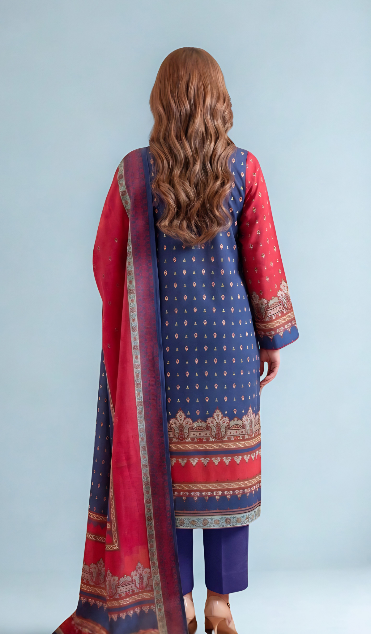 3 Piece Unstitched Digital Printed Lawn - V1002
