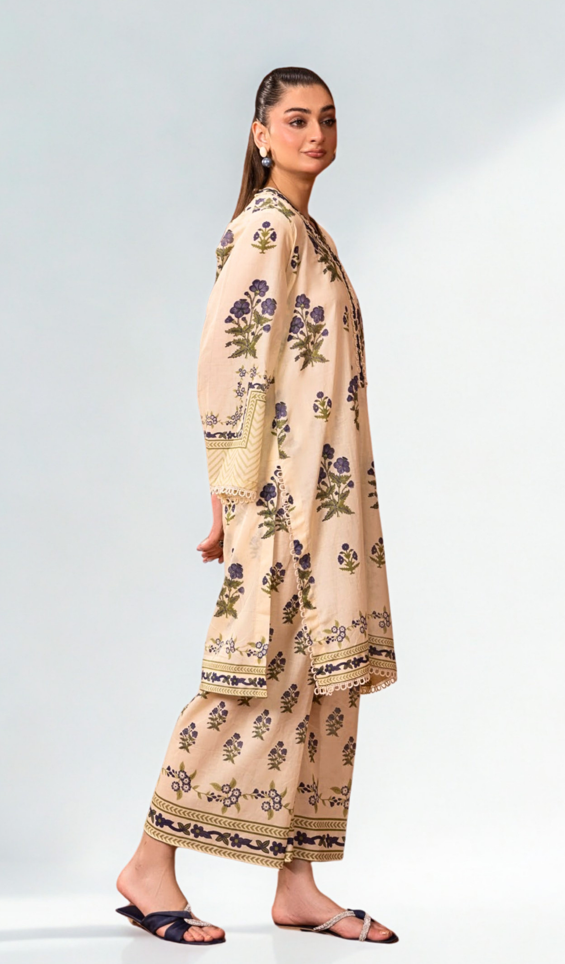 2 Piece Unstitched Digital Printed Lawn - V1102