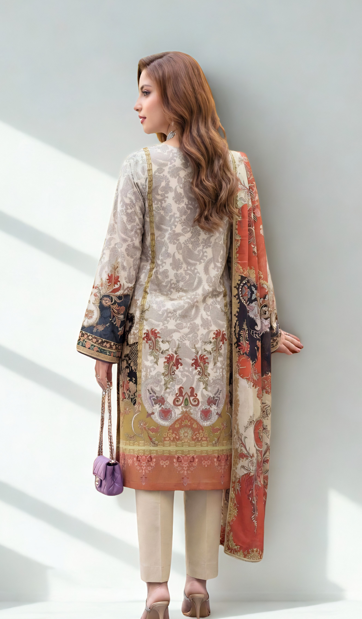 3 Piece Unstitched Digital Printed Lawn - V1004