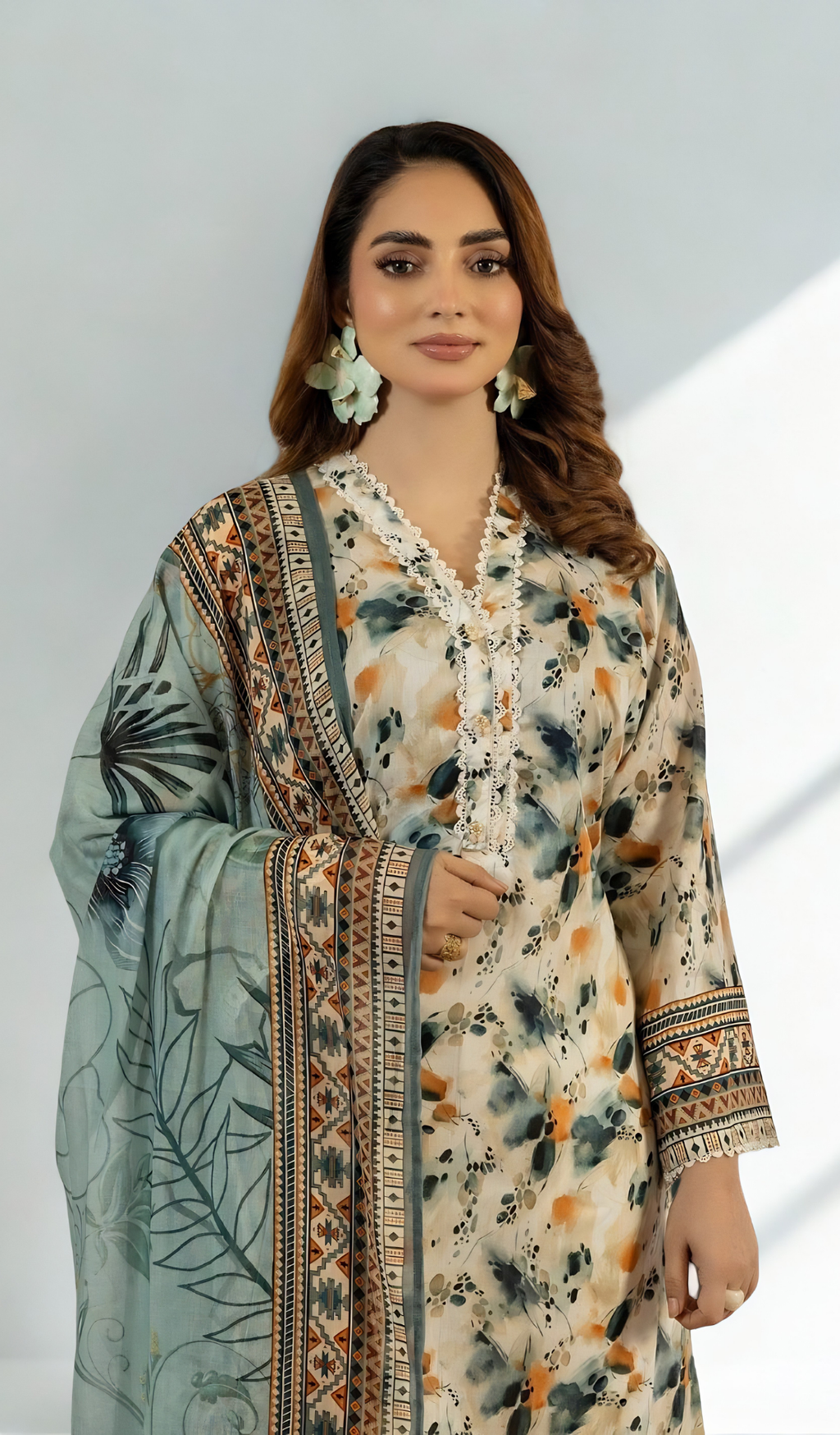 3 Piece Unstitched Digital Printed Lawn - V903