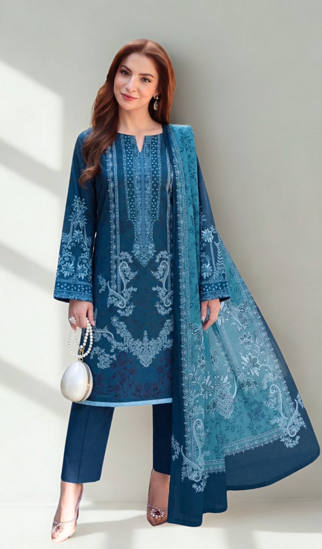 3 Piece Unstitched Digital Printed Lawn - V1005